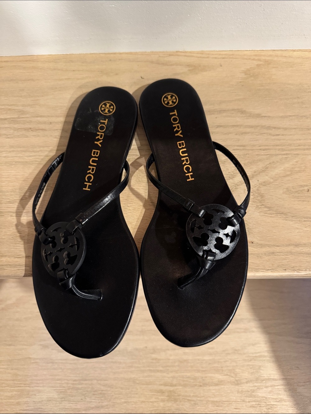 Tory Burch Black Miller Logo Thong Sandals